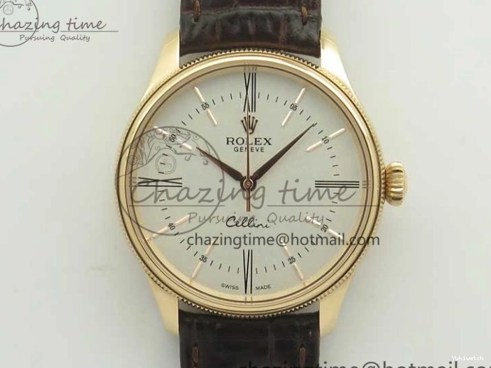 Edition Time V4 Marker 50509 Brown A3132 Cellini Dial Strap RG on MKF White Roman Leather Best 0131